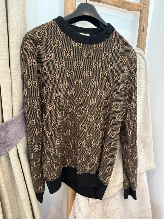 NWOT Gucci Brown and Tan GG Wool Blend Scarf - Picture 1 of 4